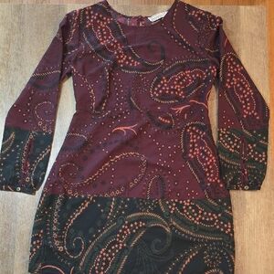 Abercrombie & Fitch Burgundy and Black Paisley Dress. Size S
